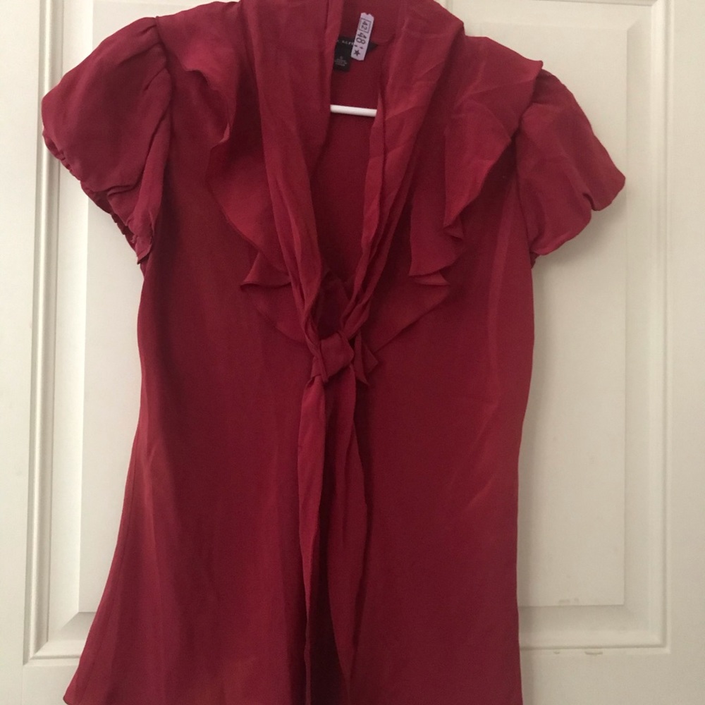 Banana Republic Red Silk Blouse Size S